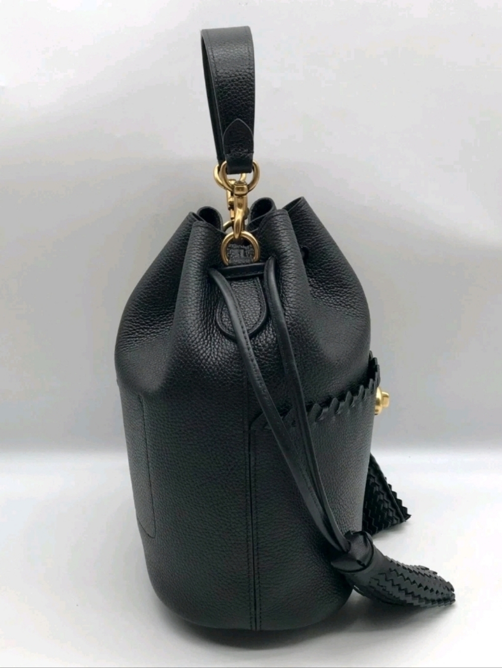 NWOT Coach Blk Pebbled Leather Lora Whipstitch Bucket Bag Detachable Crossbody - Picture 4 of 16